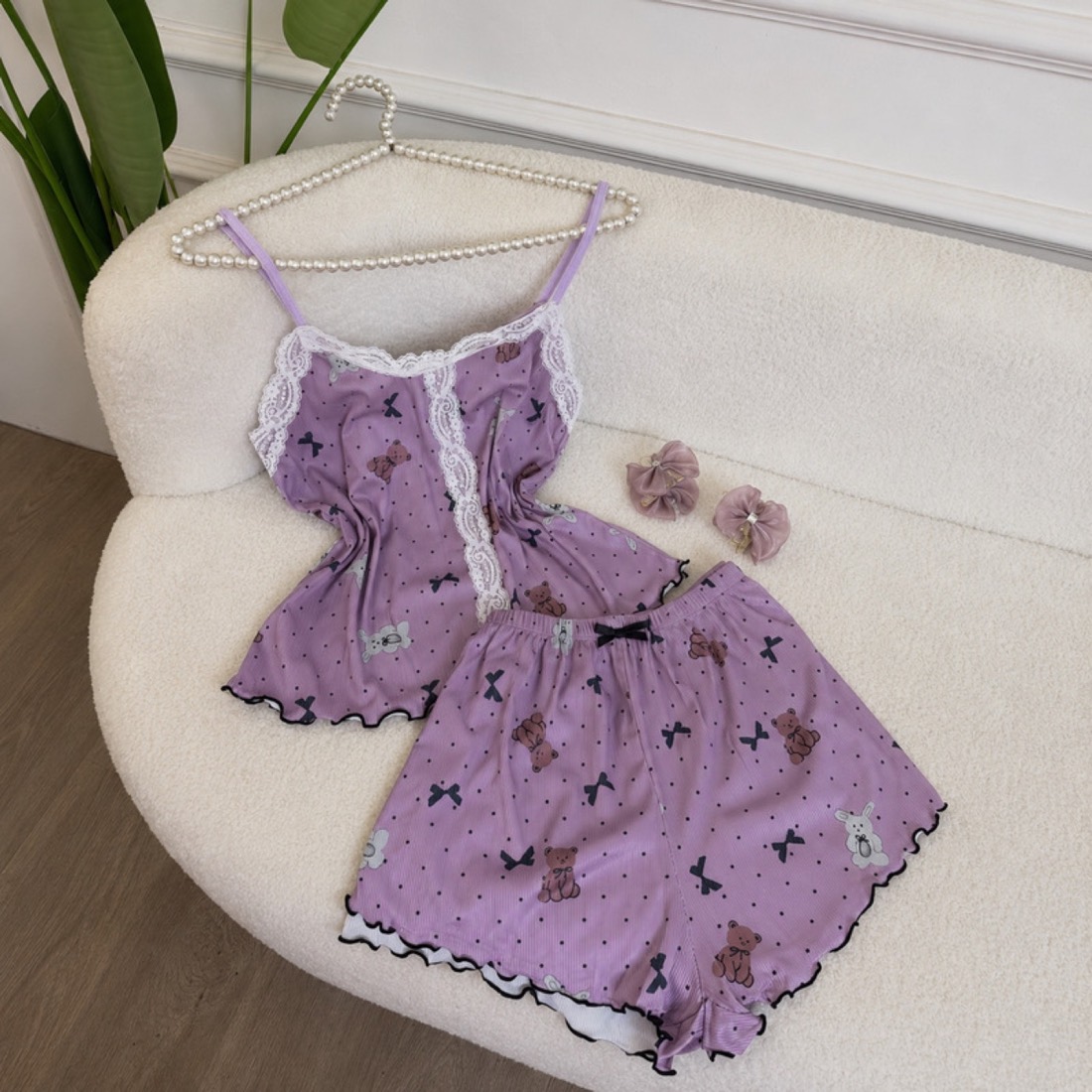 NO708# Women camisole shorts loungewear set wholesale thumbnail 3
