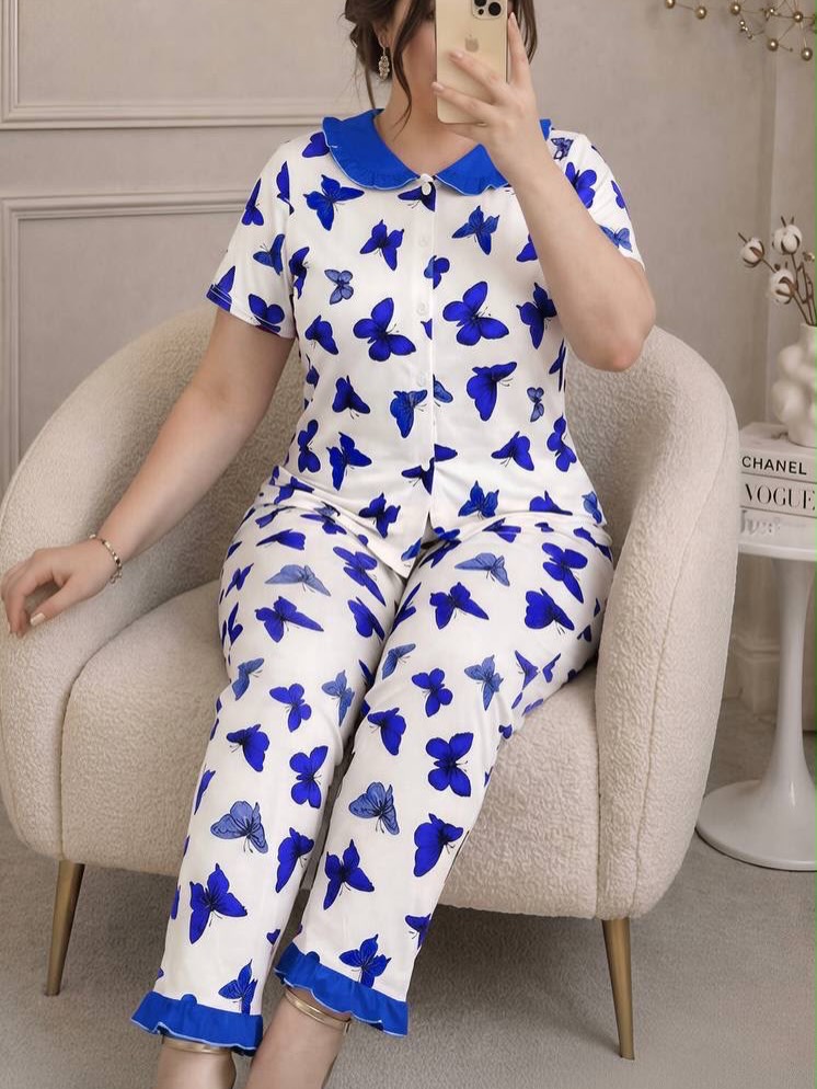NO1267# Women butterfly print collar pajama set wholesale wholesale product image 3