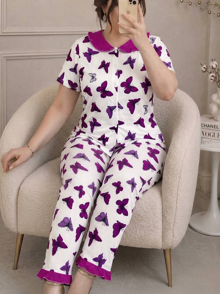 NO1267# Women butterfly print collar pajama set wholesale wholesale product image 4