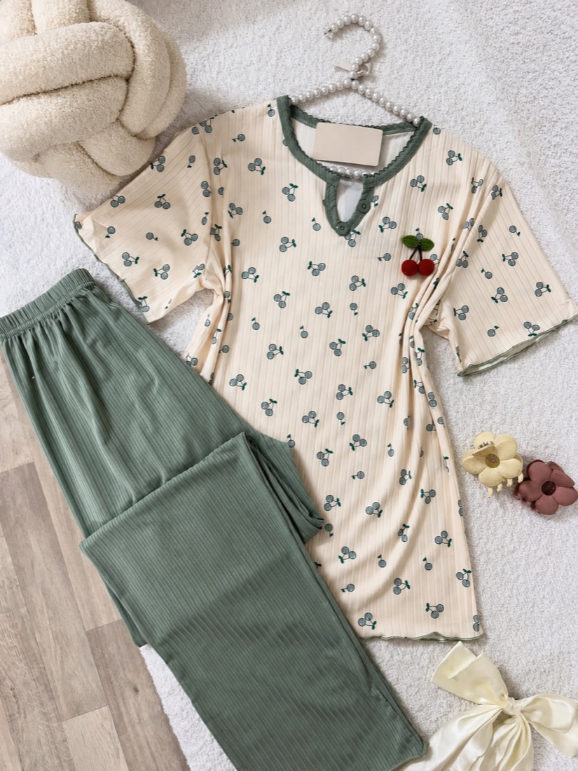 NO702# Women short sleeve printed pajama set supplier wholesale product image 1