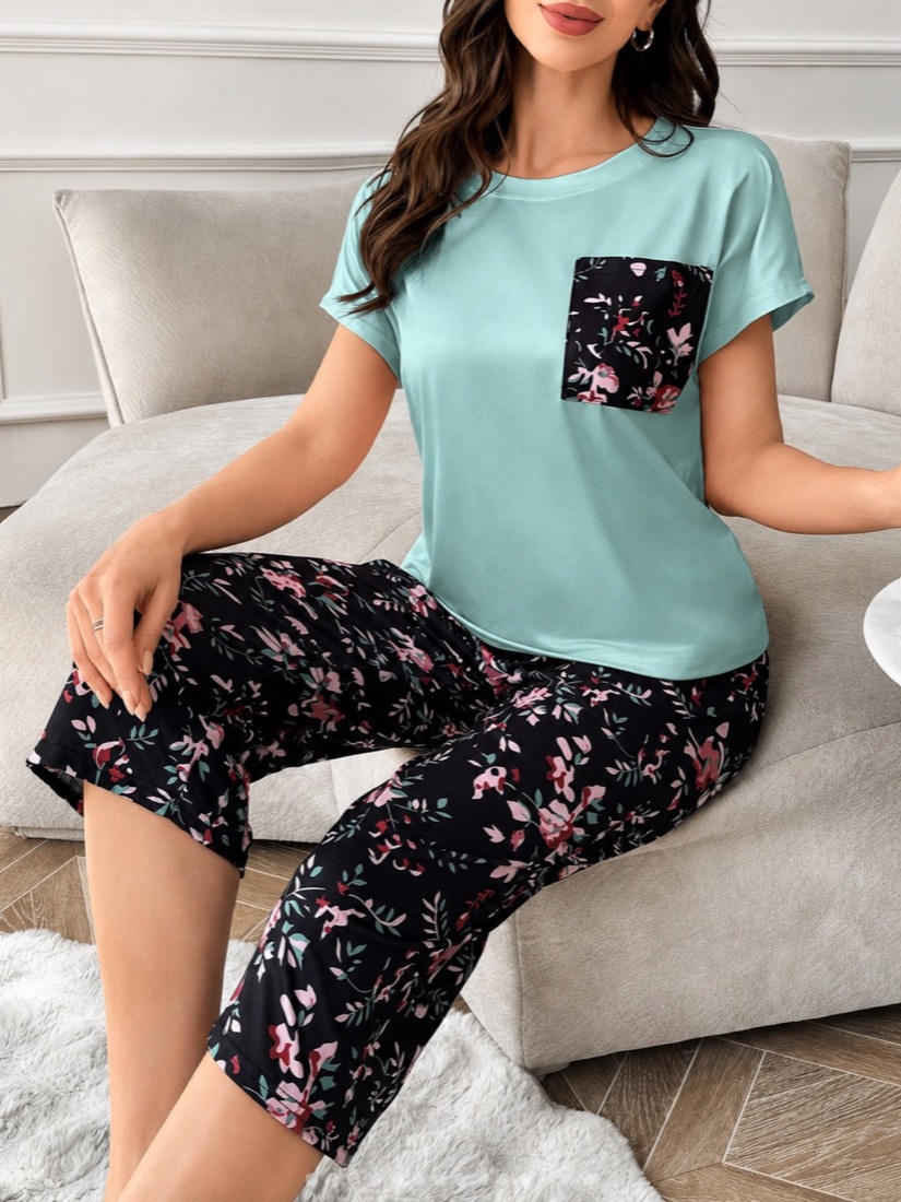 NO707# Women floral capri pajama set wholesale wholesale product image 2