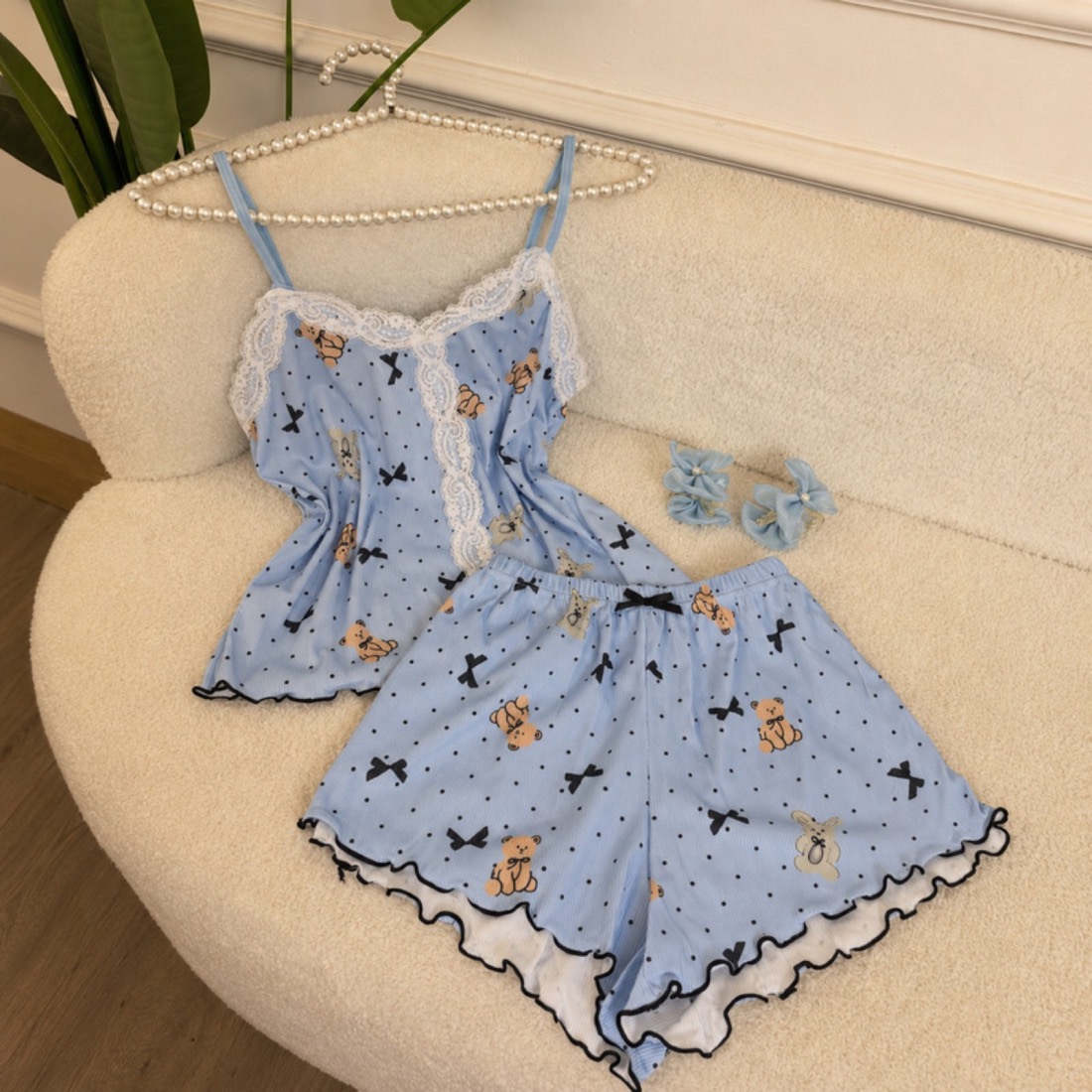 NO708# Women camisole shorts loungewear set wholesale wholesale product image 2