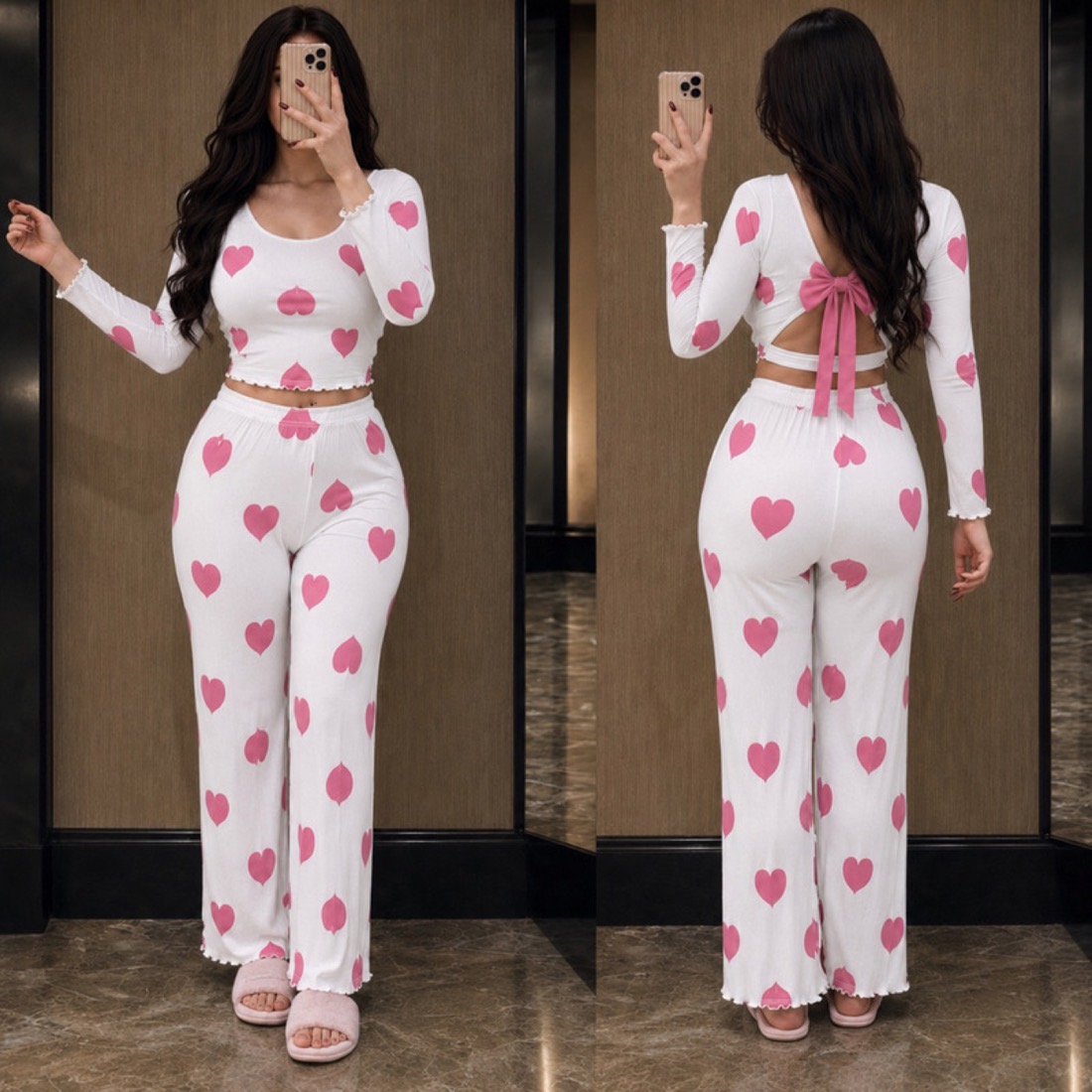 NO712# Women heart print loungewear set wholesale wholesale product image 1